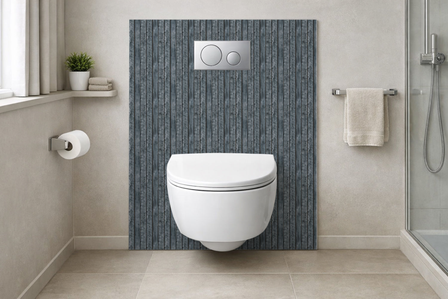 Toilettenrückwand Holzoptik