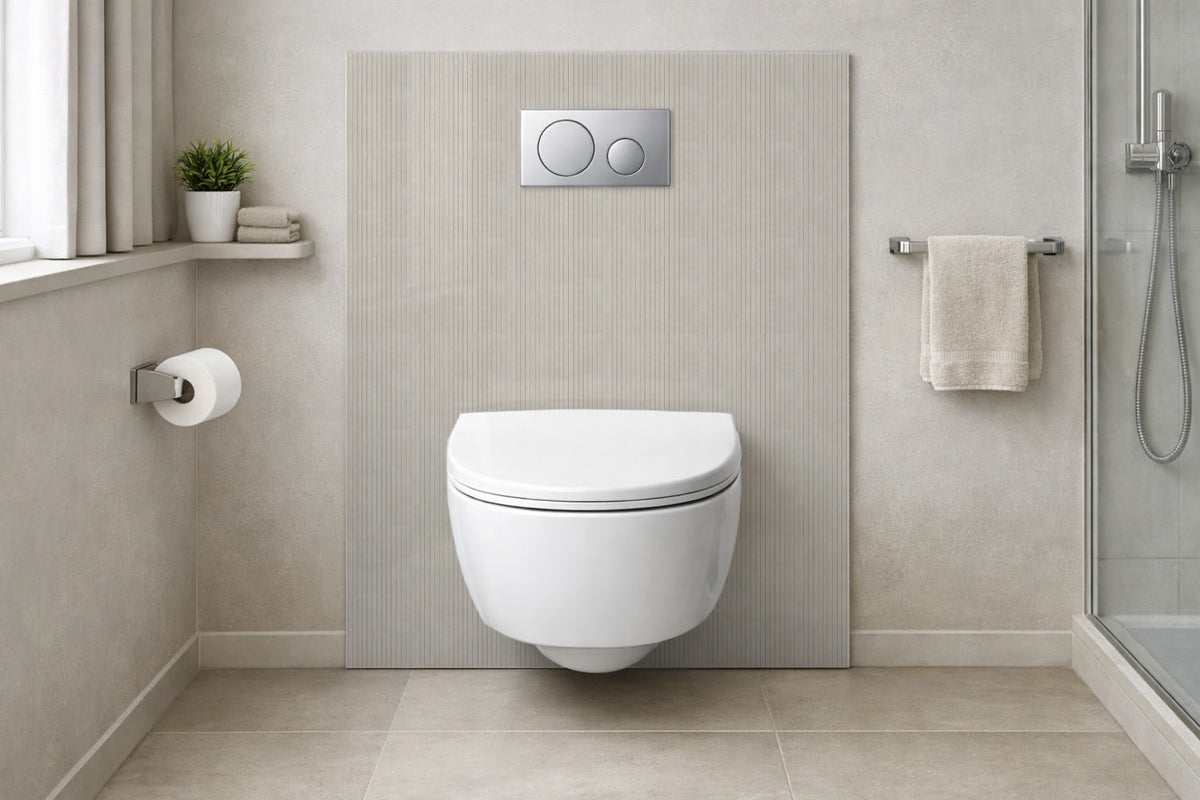 Toilettenrückwand Holzoptik