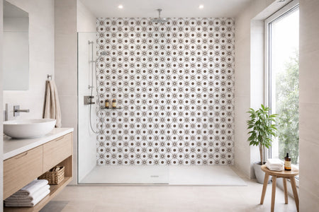 Toilettenrückwand Musteroptik