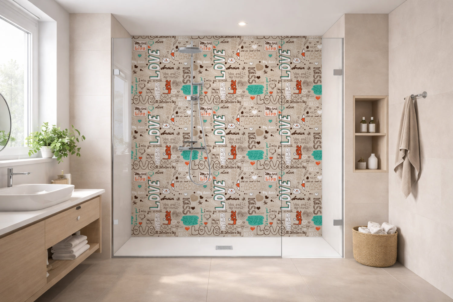 Toilettenrückwand Musteroptik
