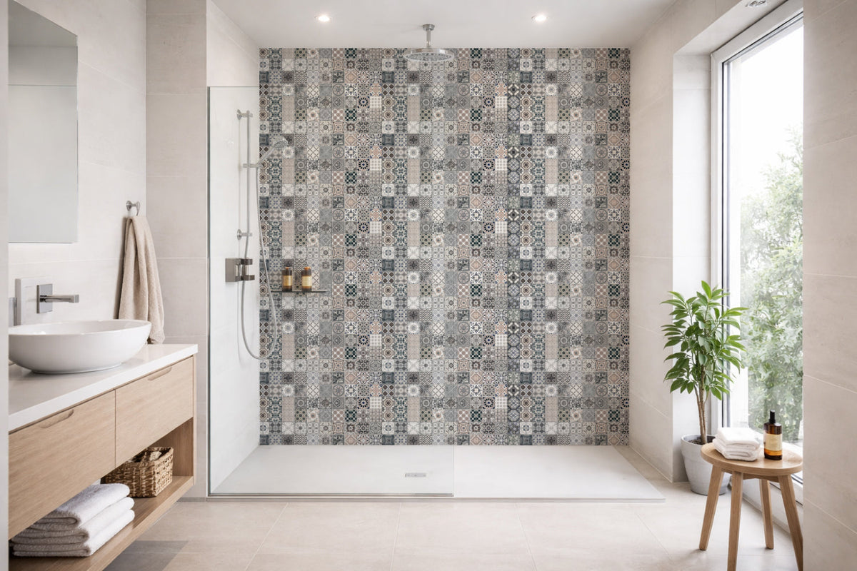 Toilettenrückwand Patchwork