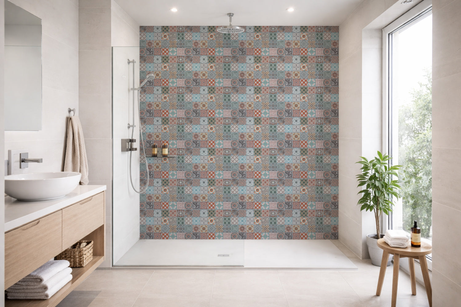 Toilettenrückwand Patchwork