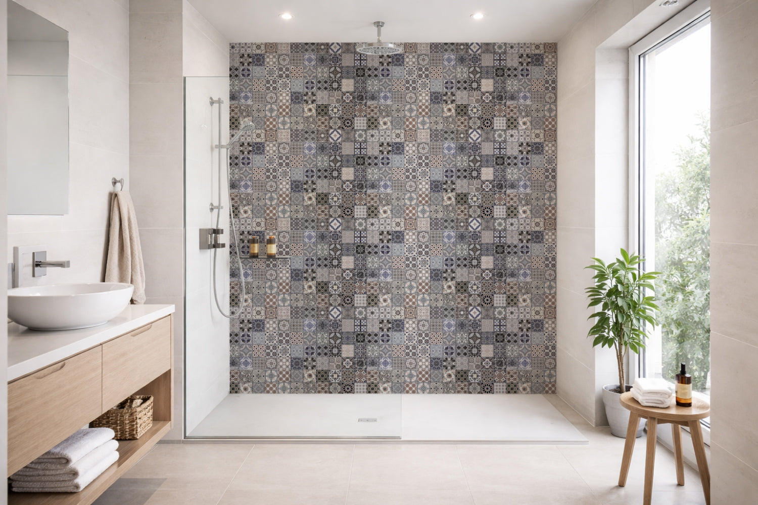 Toilettenrückwand Patchwork