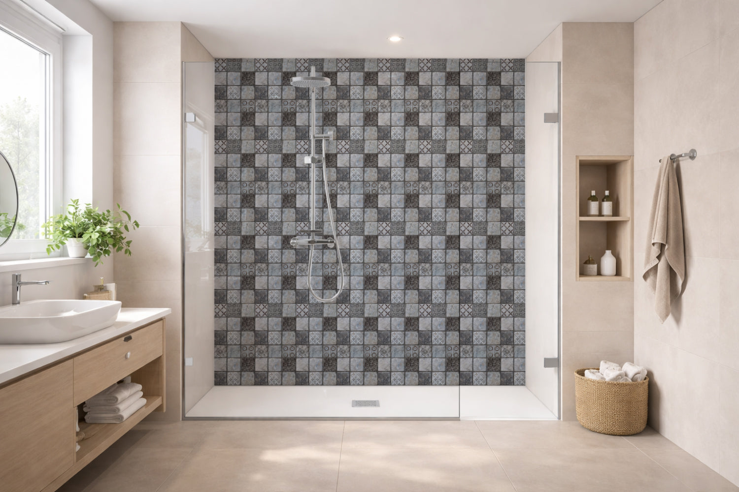 Toilettenrückwand Patchwork