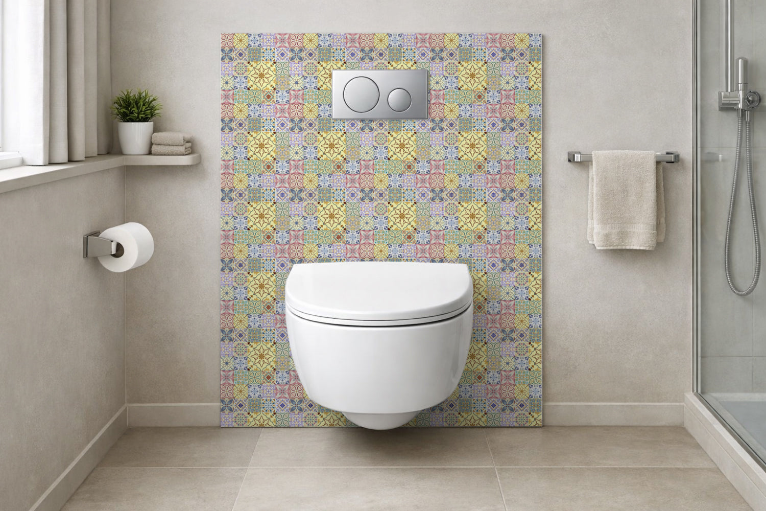 Toilettenrückwand Patchwork