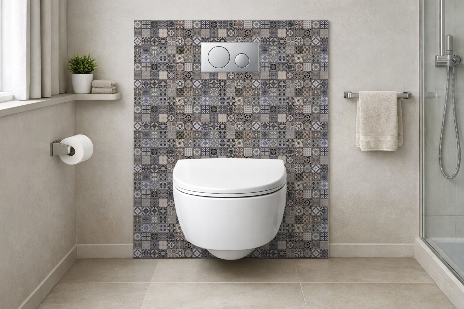 Toilettenrückwand Patchwork