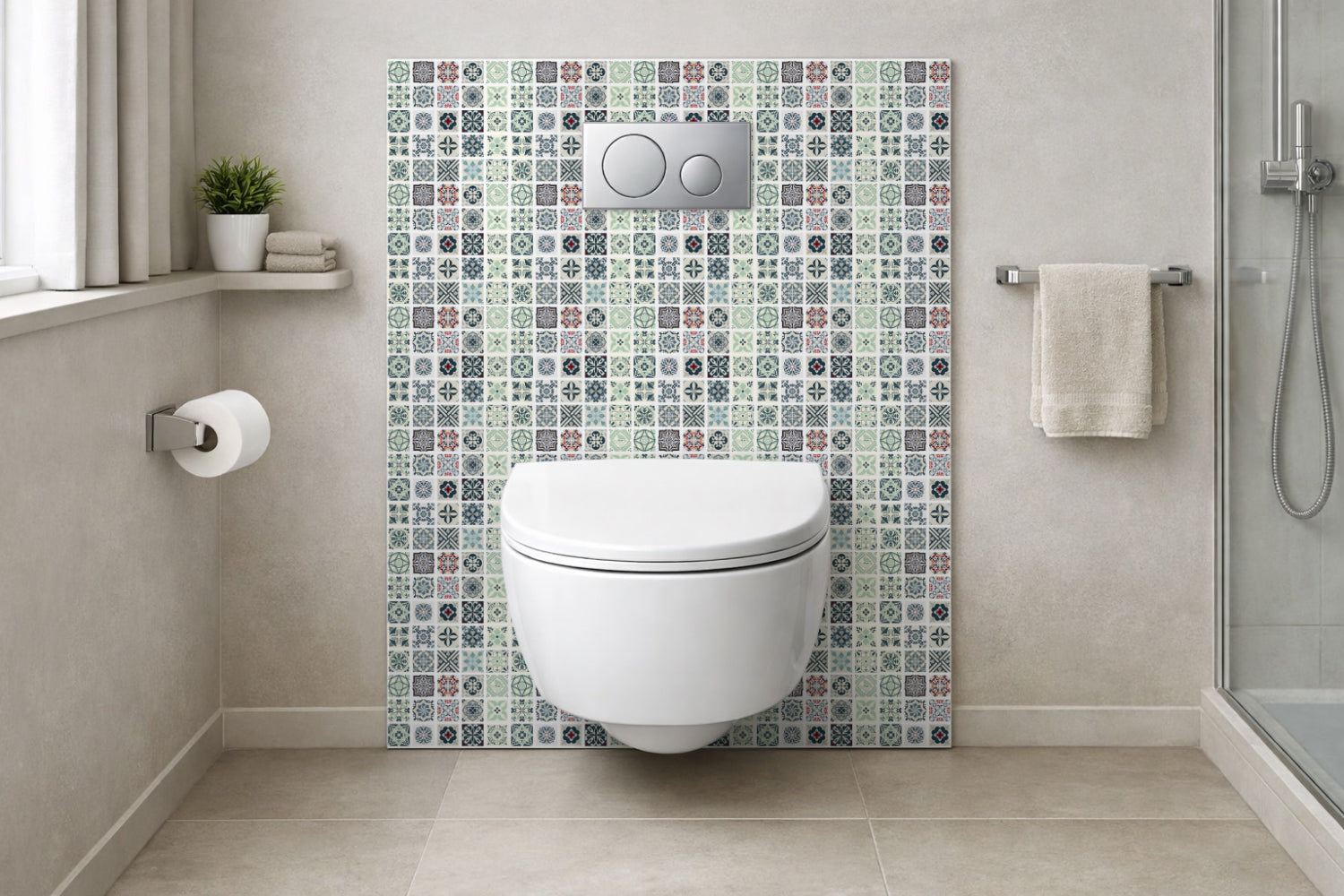 Toilettenrückwand Patchwork