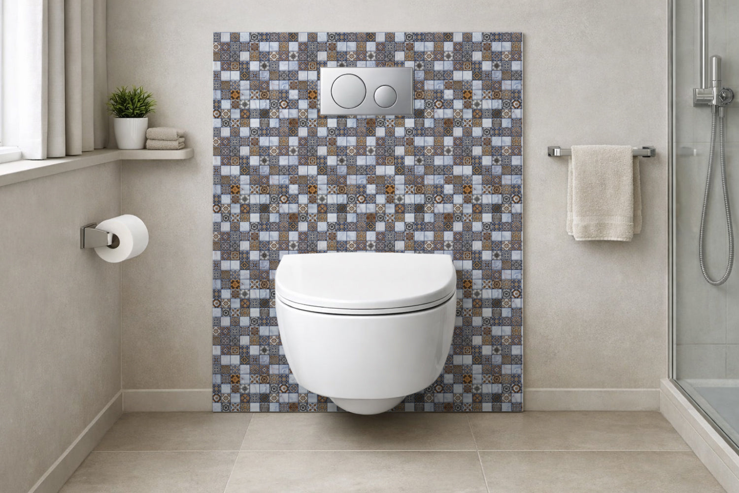 Toilettenrückwand Patchwork
