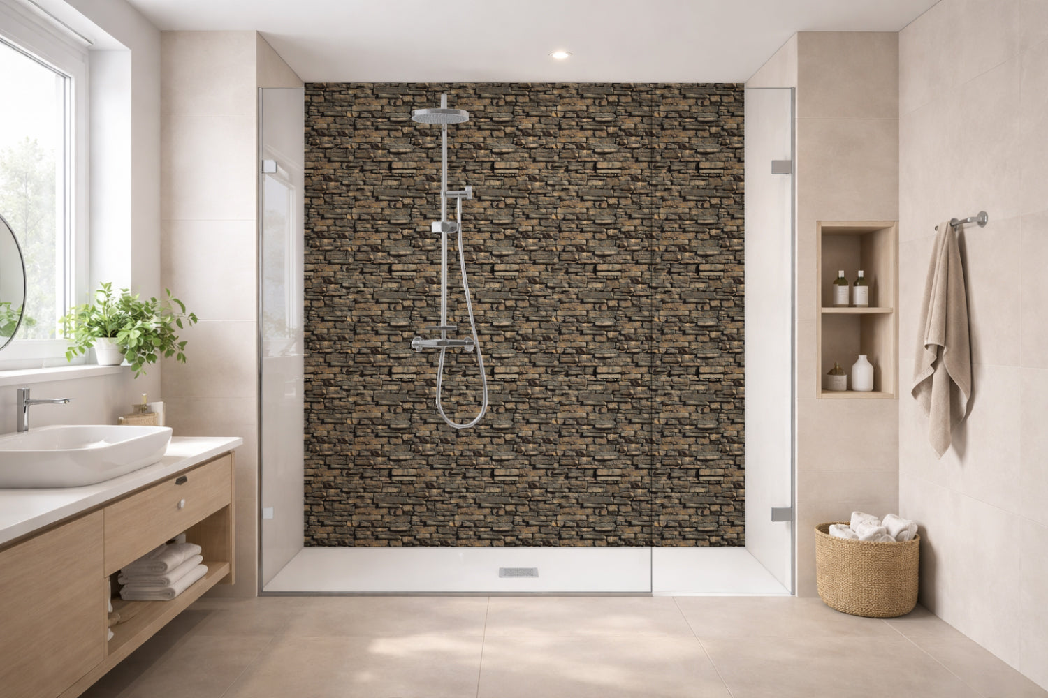Toilettenrückwand Steinoptik