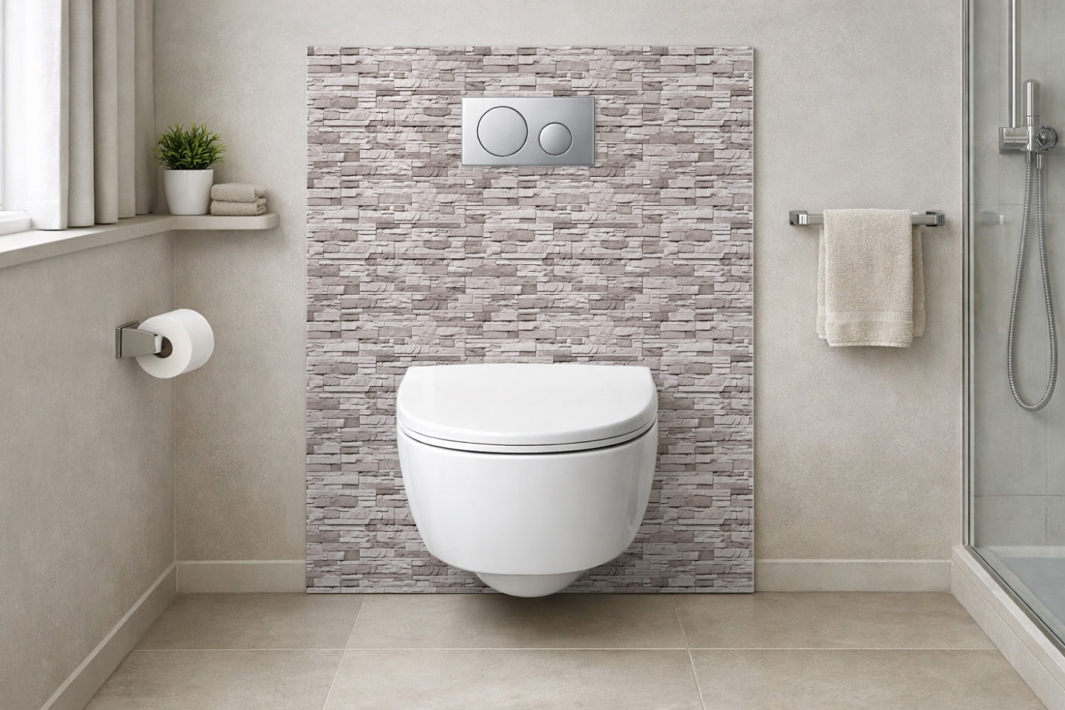 Toilettenrückwand Steinoptik