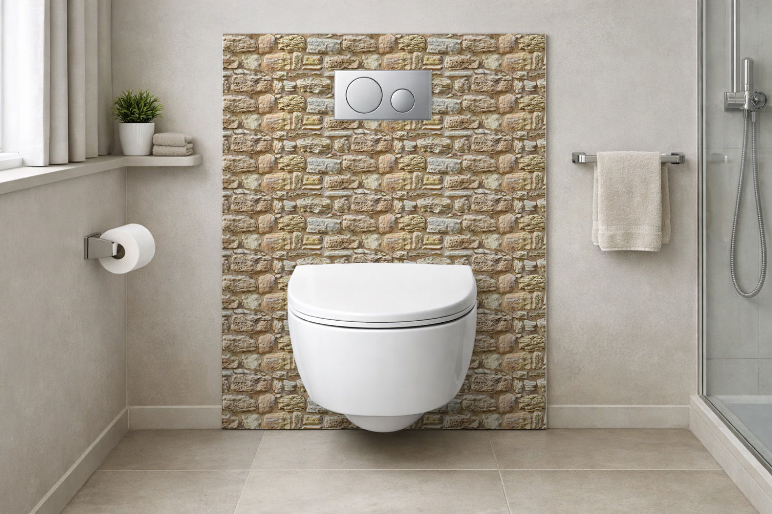 Toilettenrückwand Steinoptik