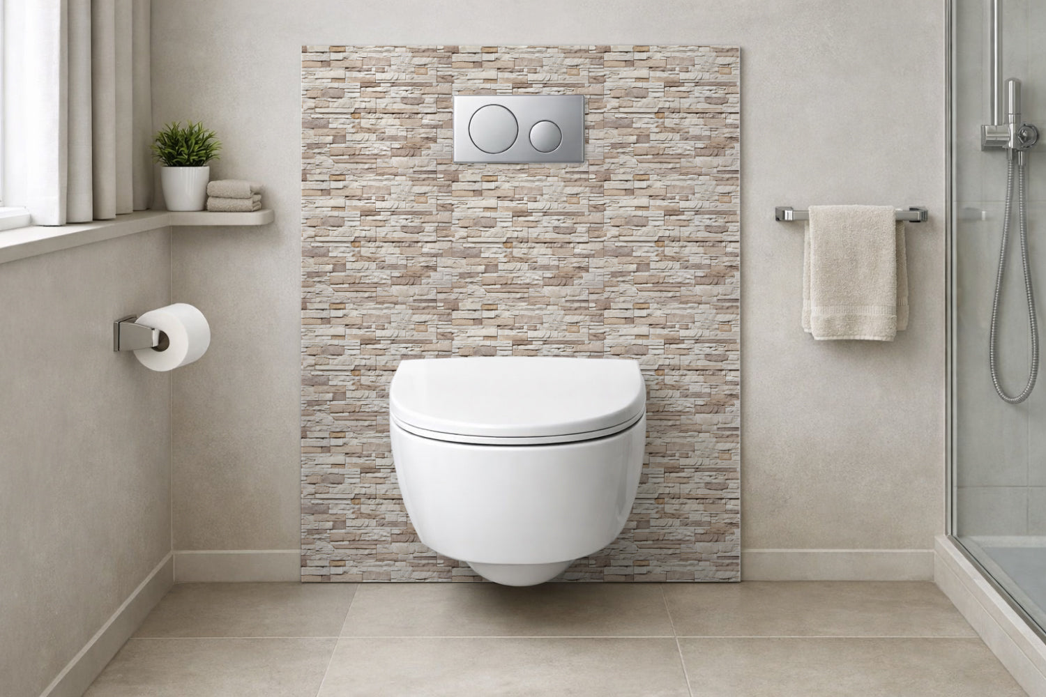 Toilettenrückwand Steinoptik