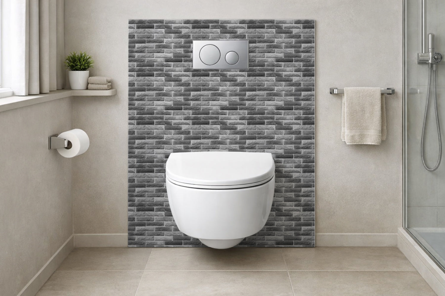 Toilettenrückwand Steinoptik