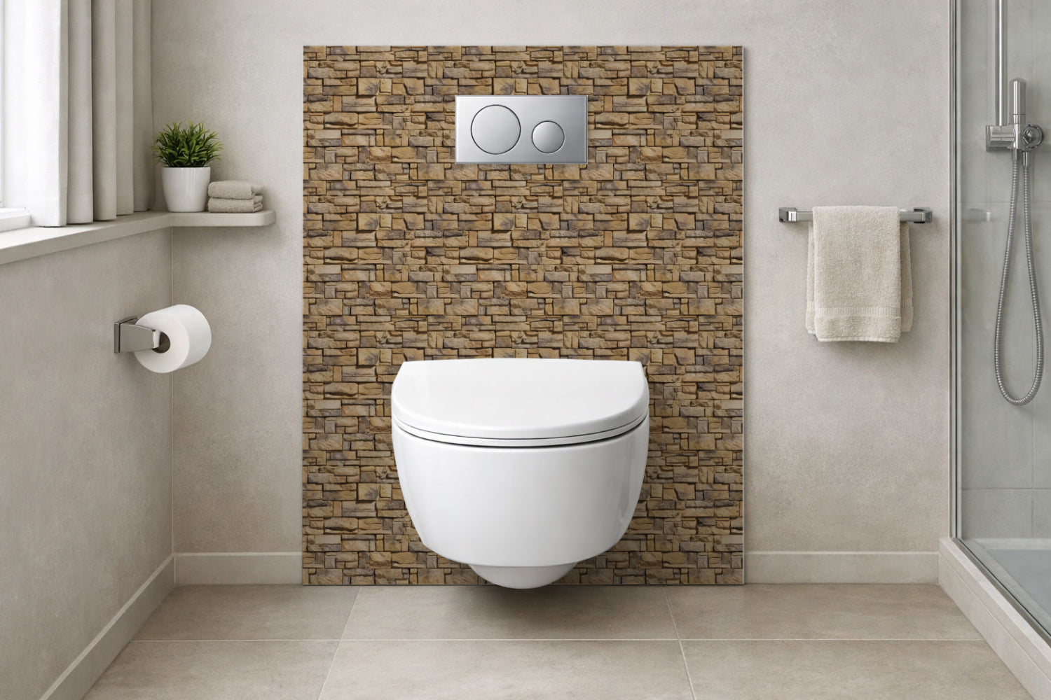 Toilettenrückwand Steinoptik