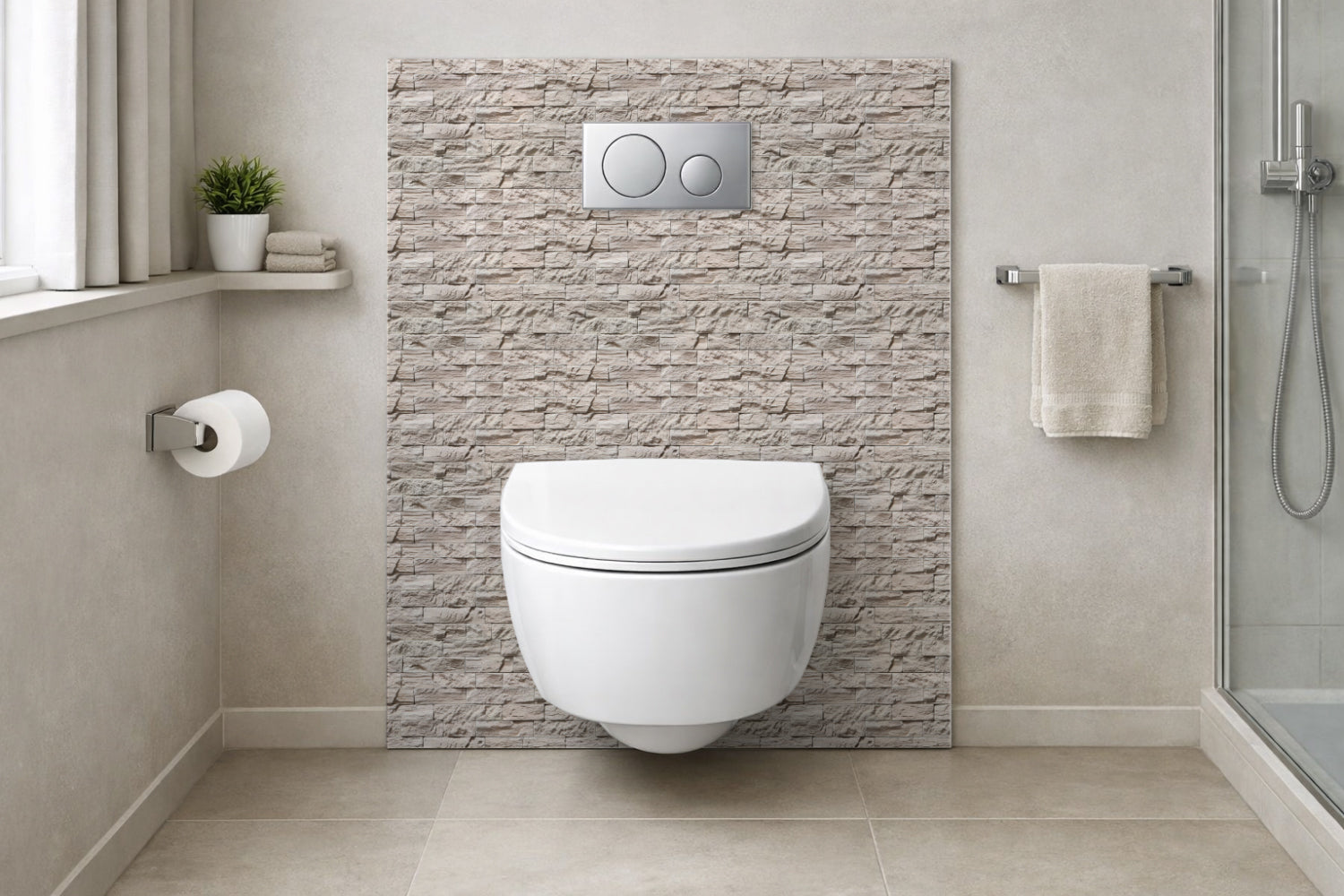 Toilettenrückwand Steinoptik