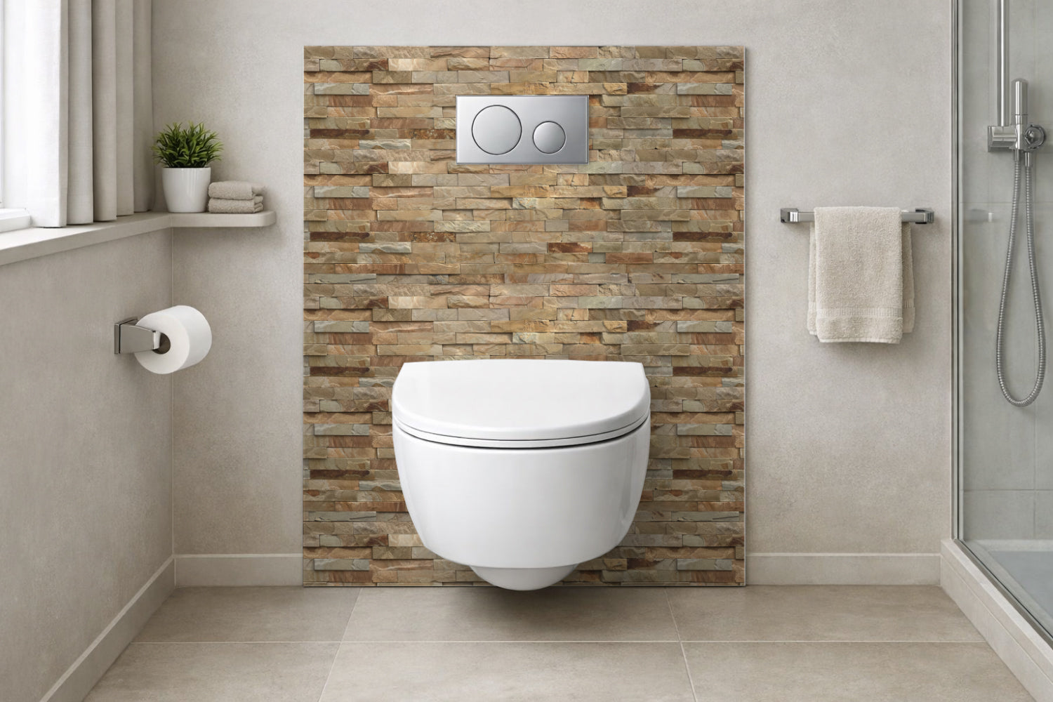 Toilettenrückwand Steinoptik