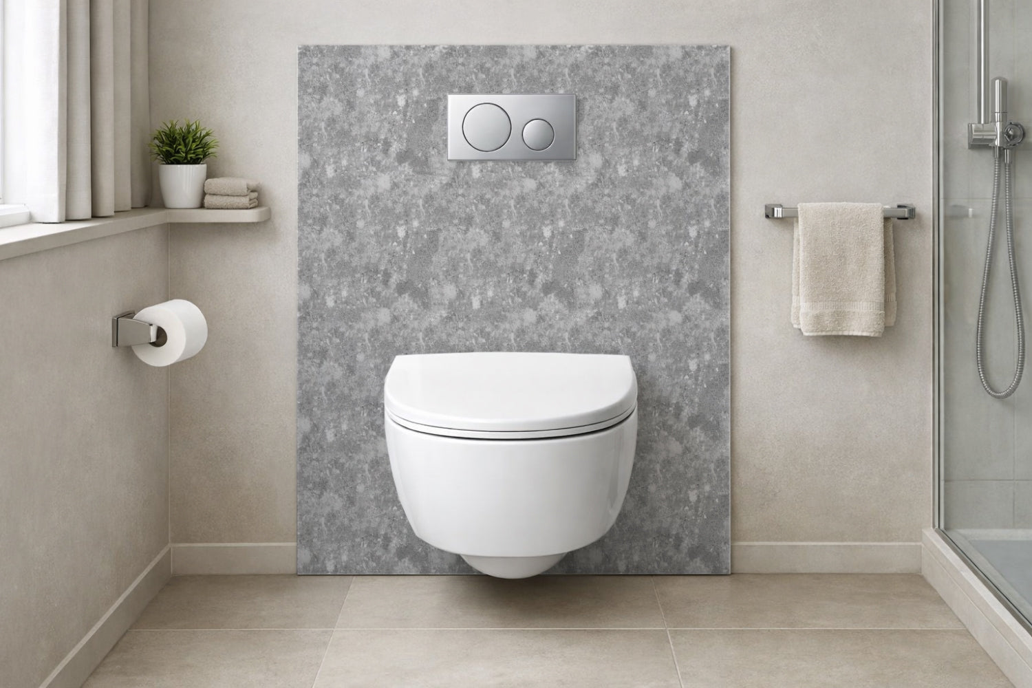 Toilettenrückwand Steinoptik