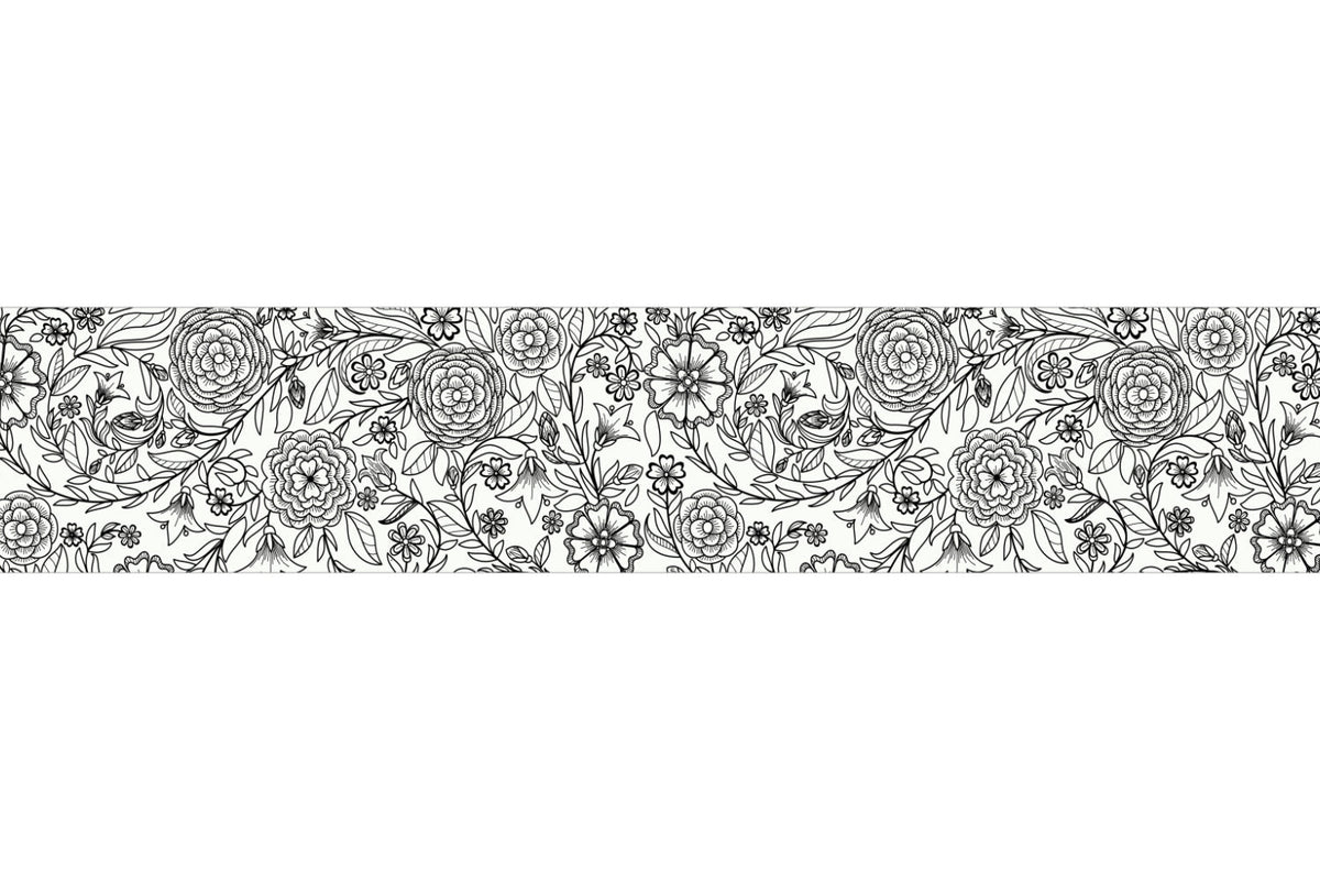 Küchenrückwand Blumenmuster Schwarzweiß