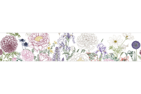 Küchenrückwand Botanische Blumenzeichnung