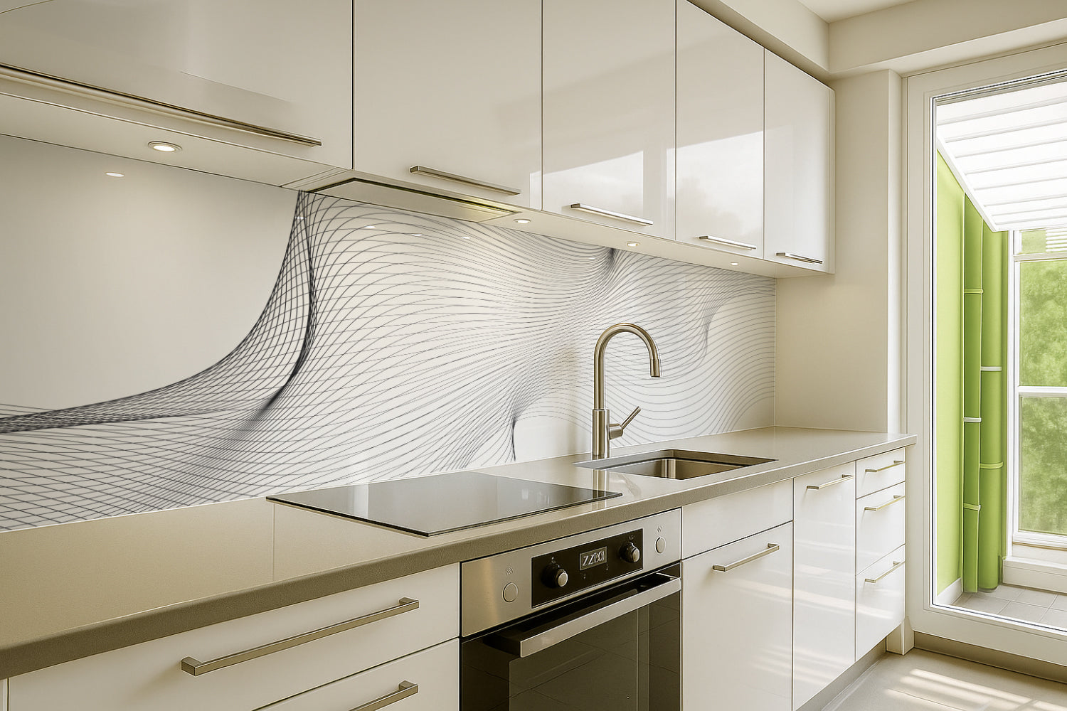Küchenrückwand Schwarz Weiß Linien Design