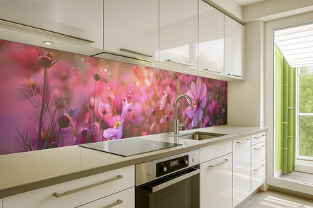 Küchenrückwand Frühlingsblumen Rosa