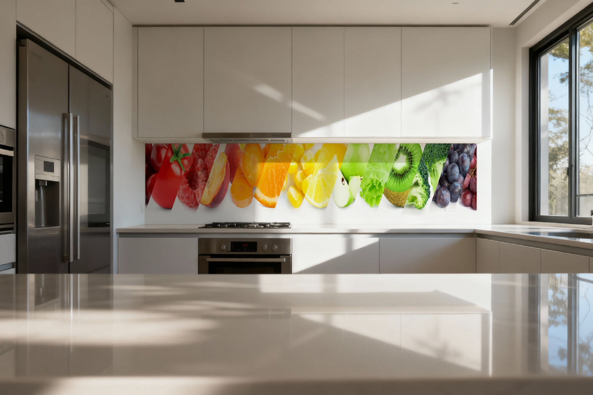 Küchenrückwand Obst und Gemüse Farbmix