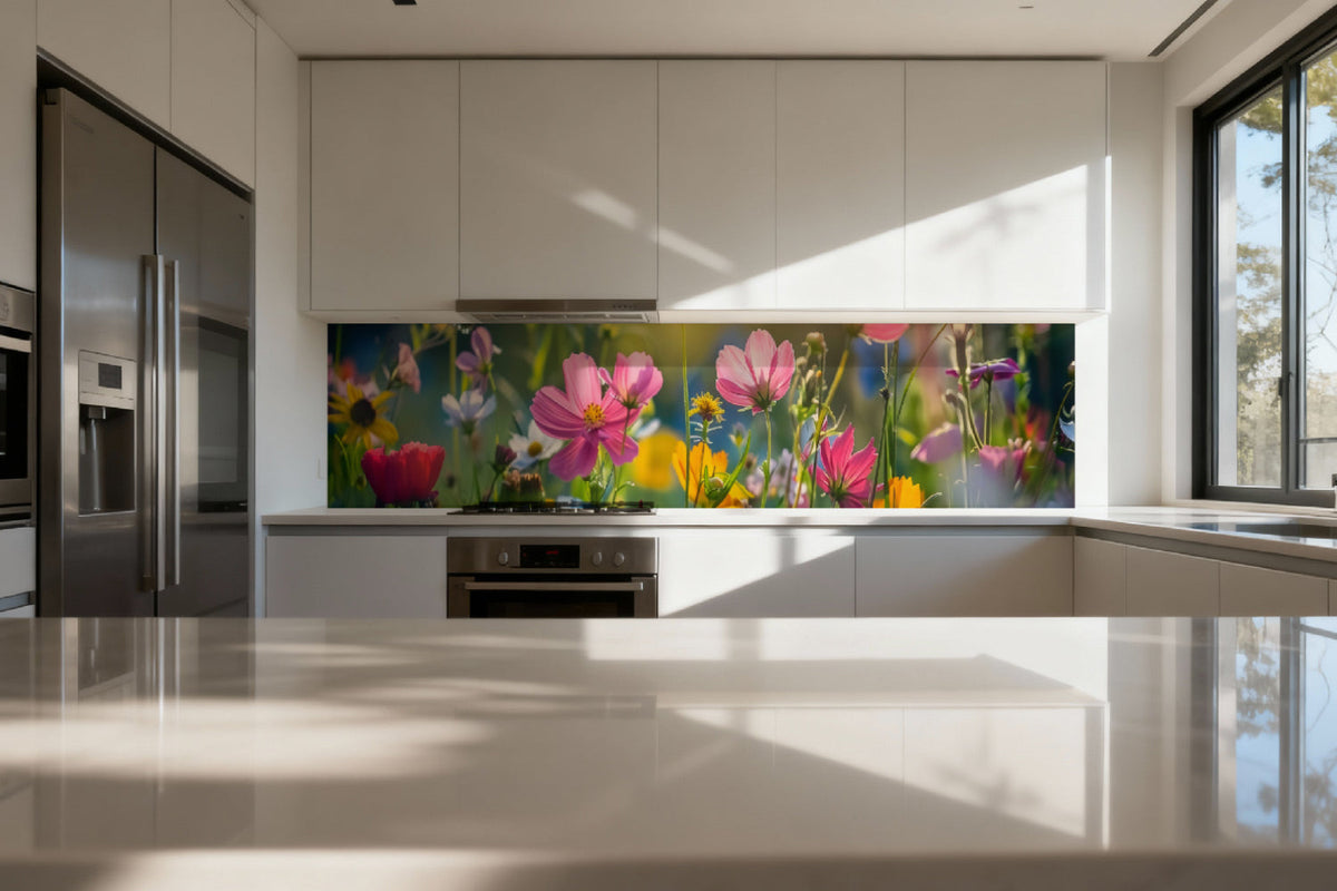 Küchenrückwand Bunte Sommerblumenwiese