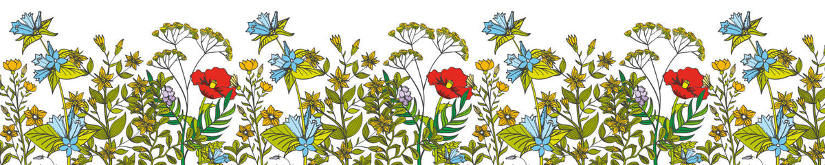 Küchenrückwand Illustratives Blumenmuster