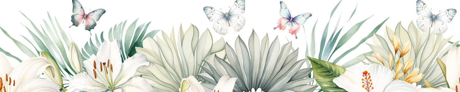 Küchenrückwand Schmetterlinge und Blumen