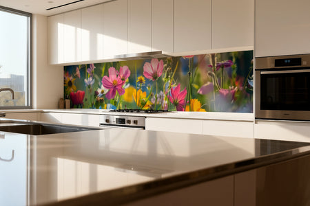 Küchenrückwand Bunte Blumenwiese