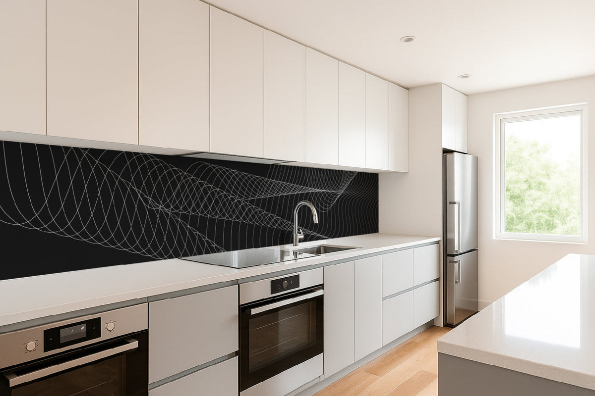 Küchenrückwand Schwarz Weiß Linien Design