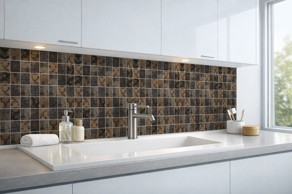Waschbeckenrückwand Fliesenoptik