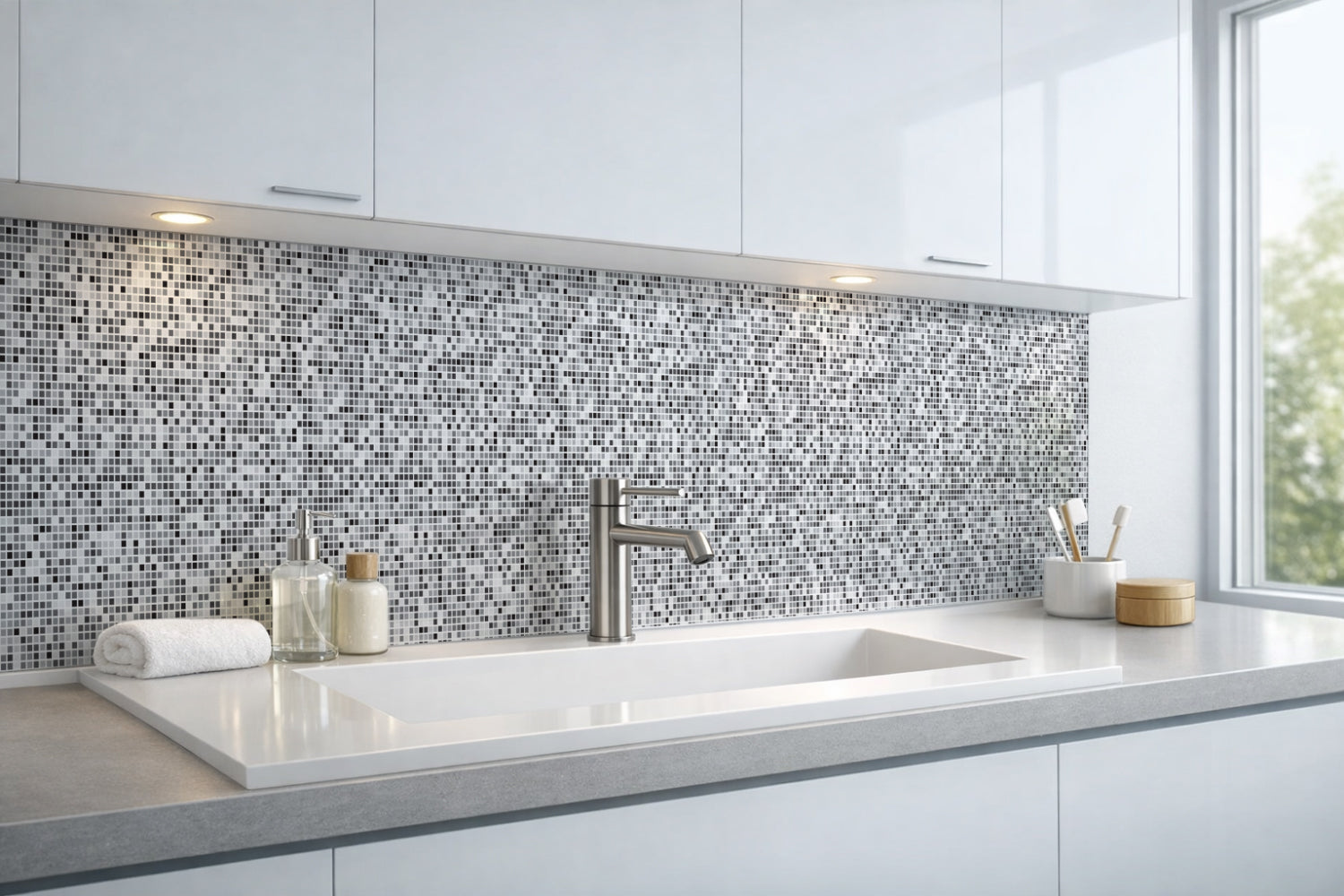 Waschbeckenrückwand Fliesenoptik