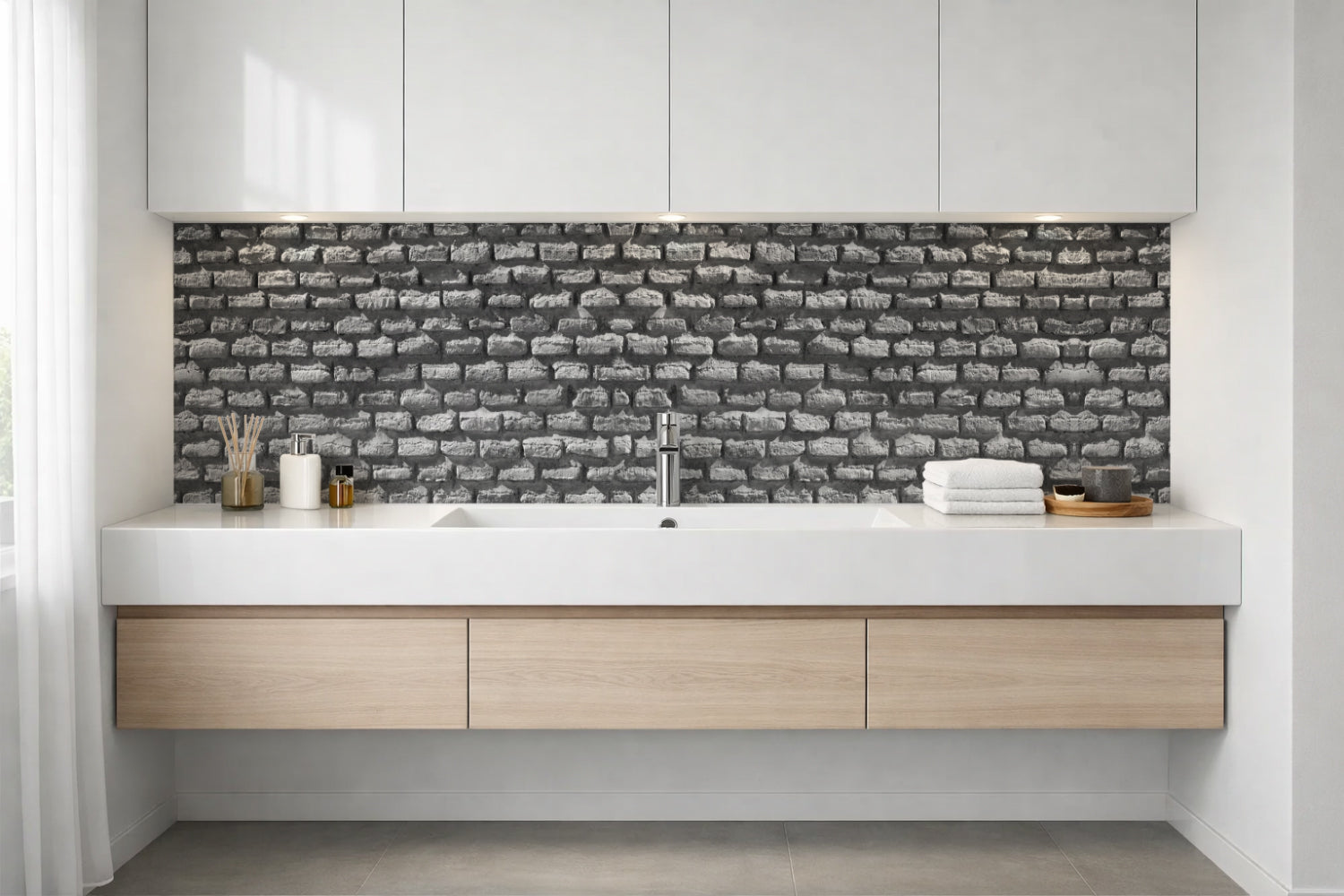 Waschbeckenrückwand Steinoptik