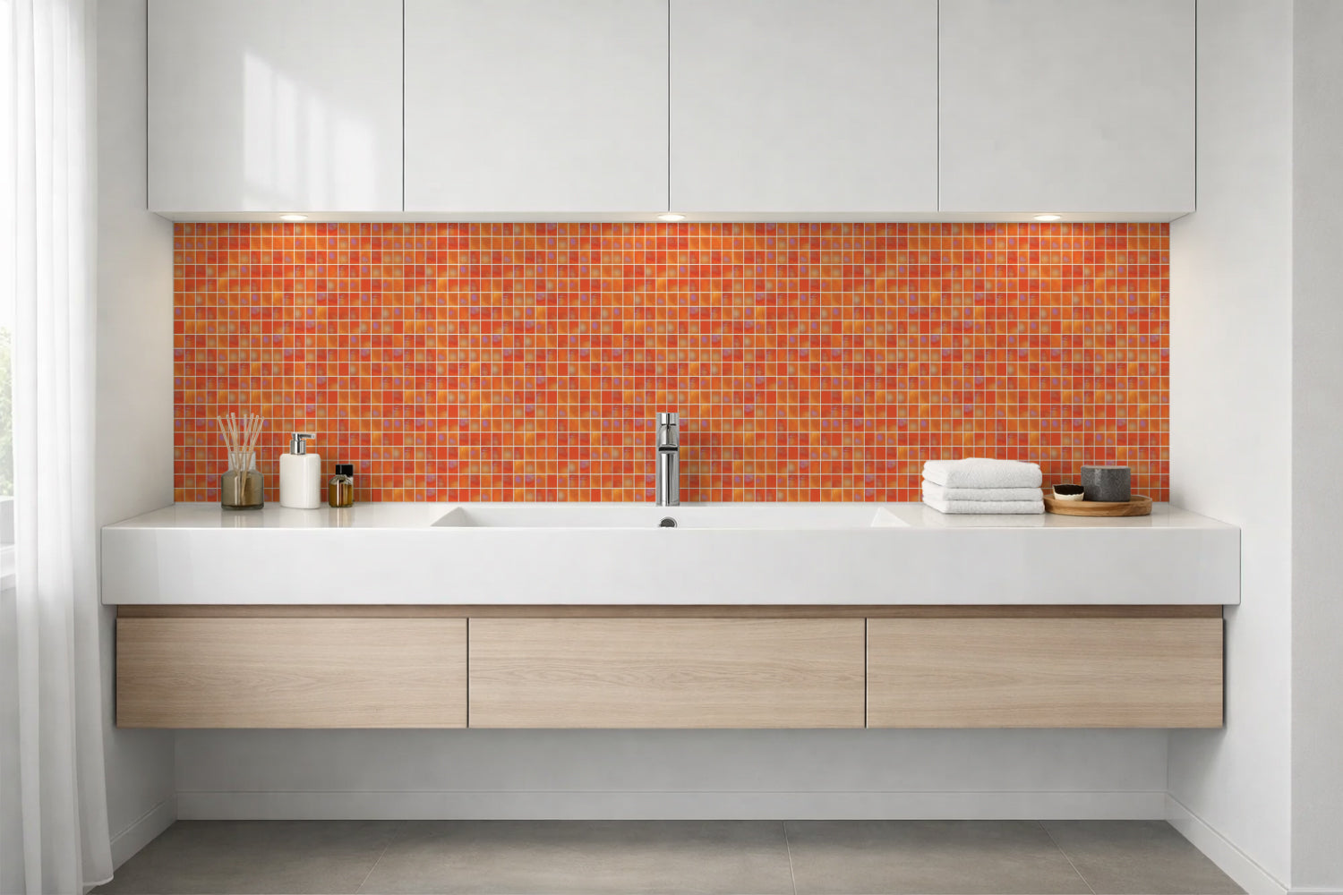 Waschbeckenrückwand Fliesenoptik