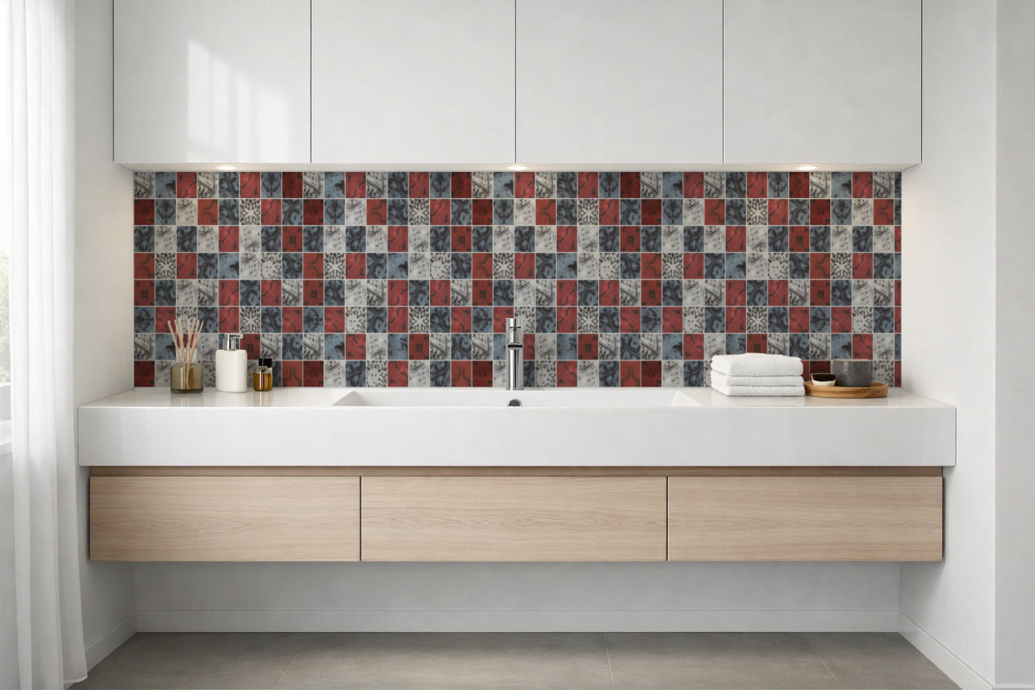 Waschbeckenrückwand Fliesenoptik