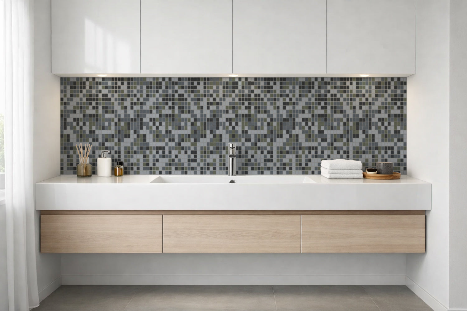 Waschbeckenrückwand Fliesenoptik
