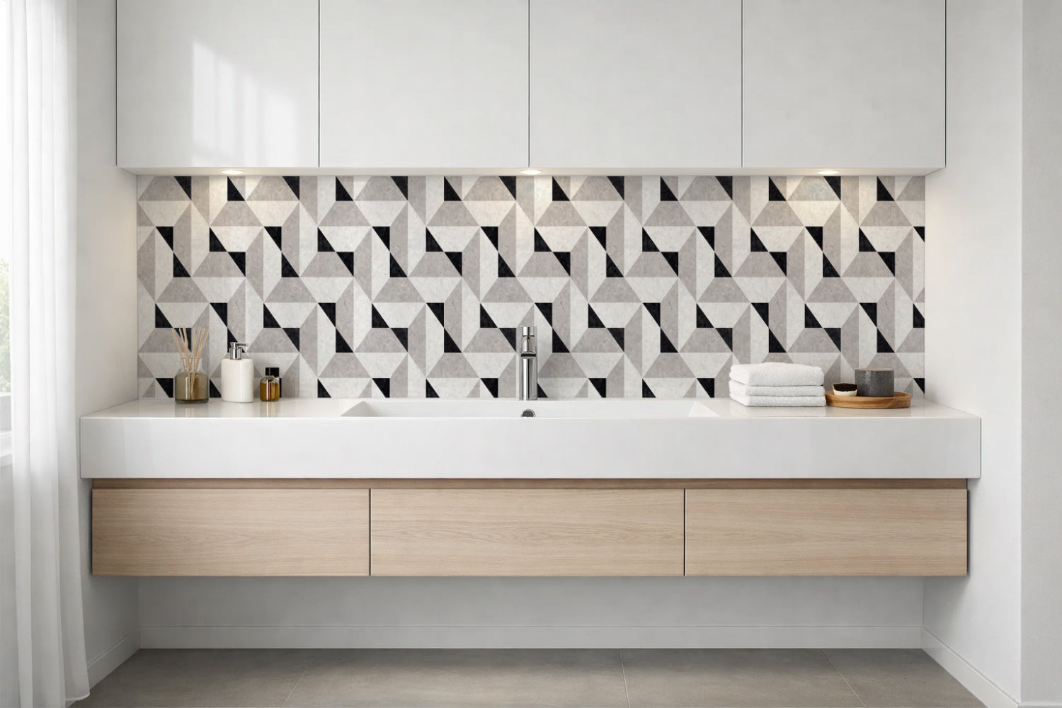Waschbeckenrückwand Fliesenoptik