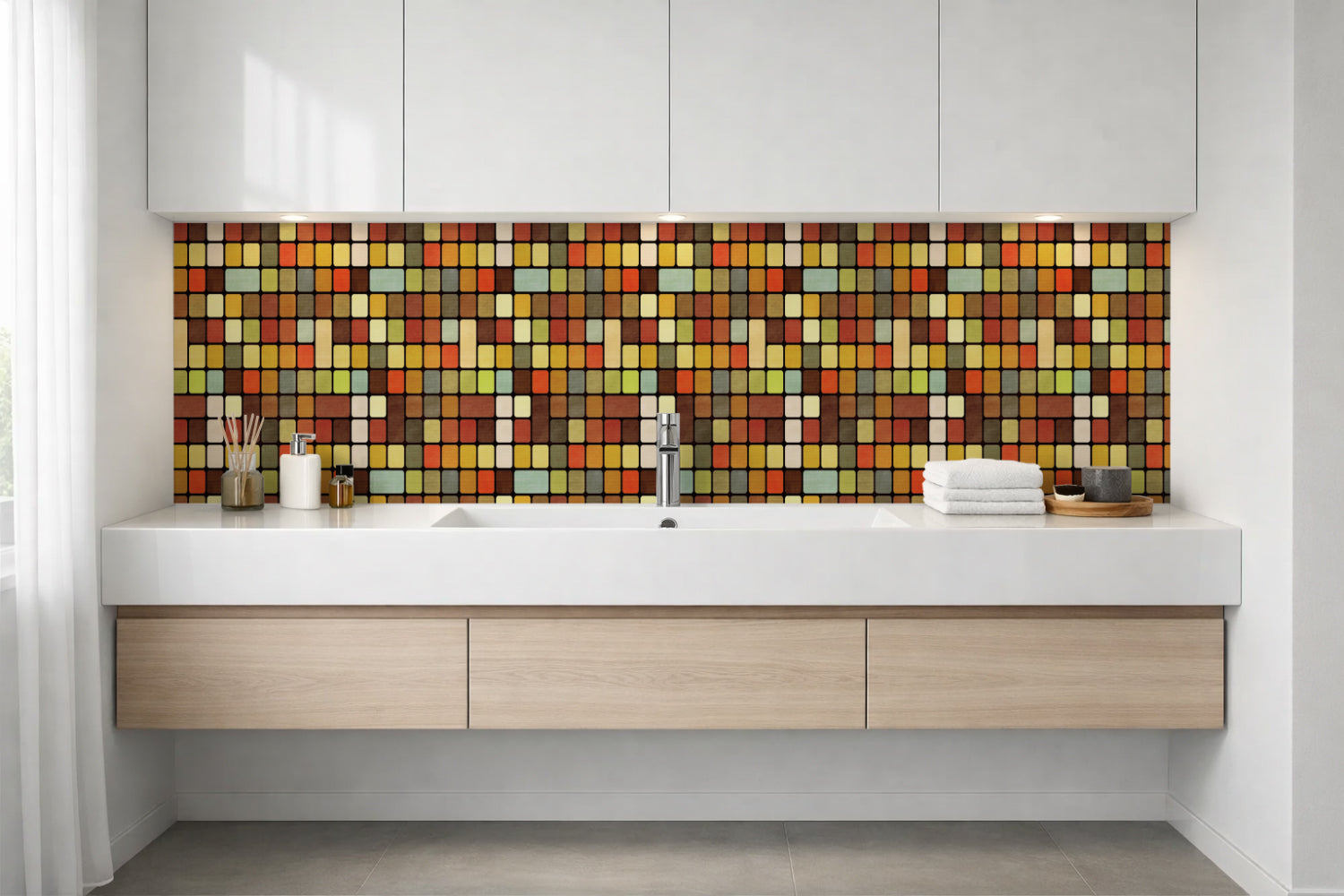 Waschbeckenrückwand Fliesenoptik
