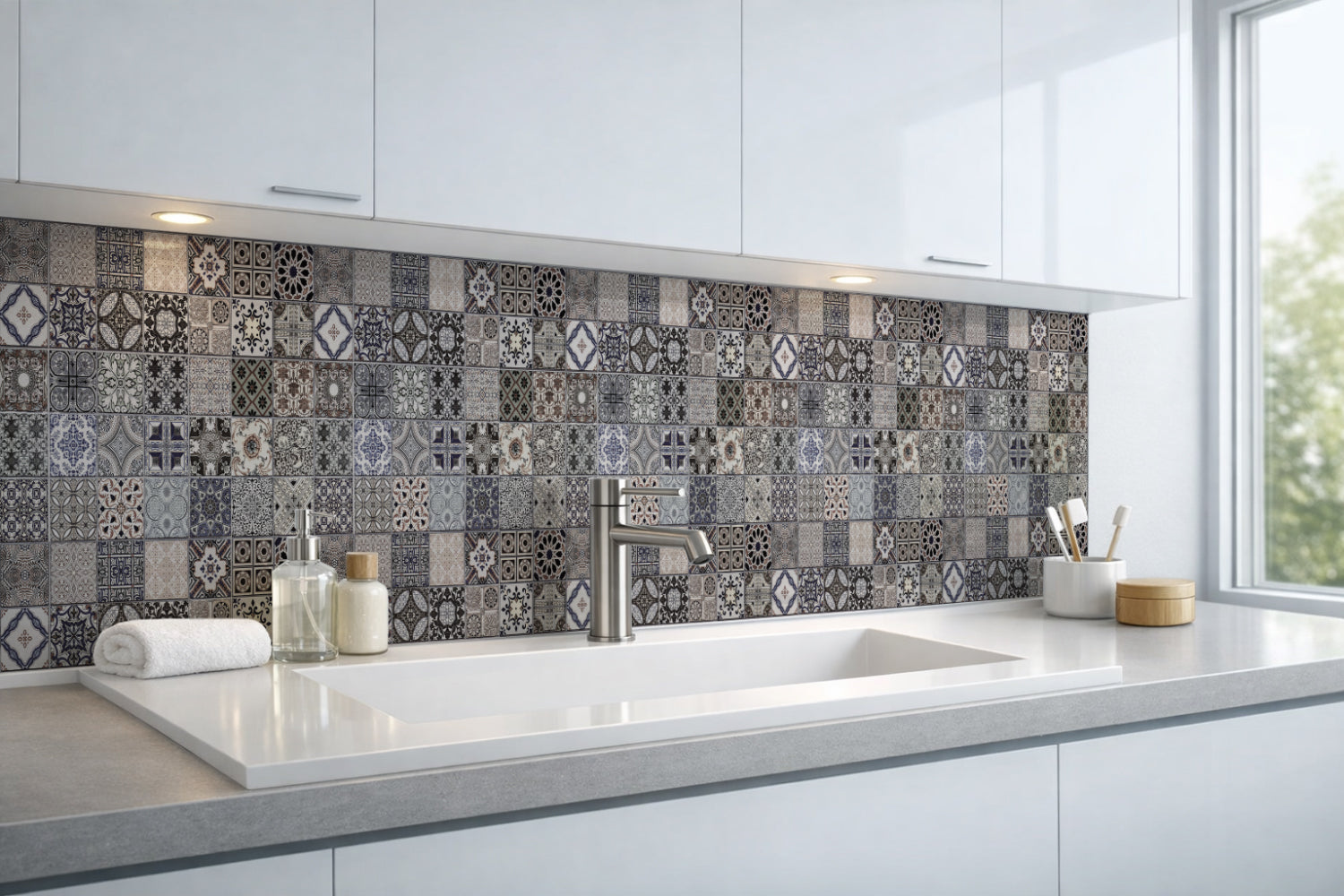 Waschbeckenrückwand Patchwork