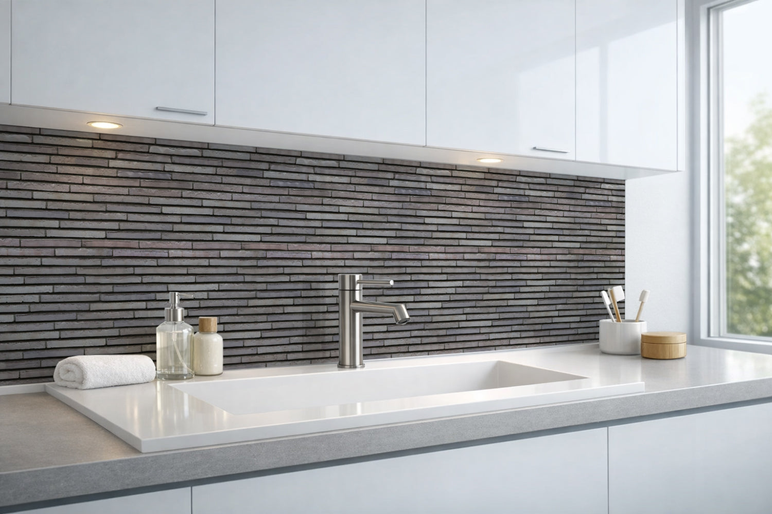 Waschbeckenrückwand Steinoptik