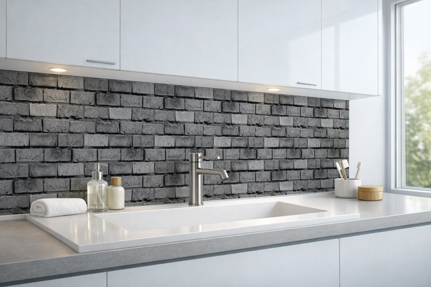 Waschbeckenrückwand Steinoptik