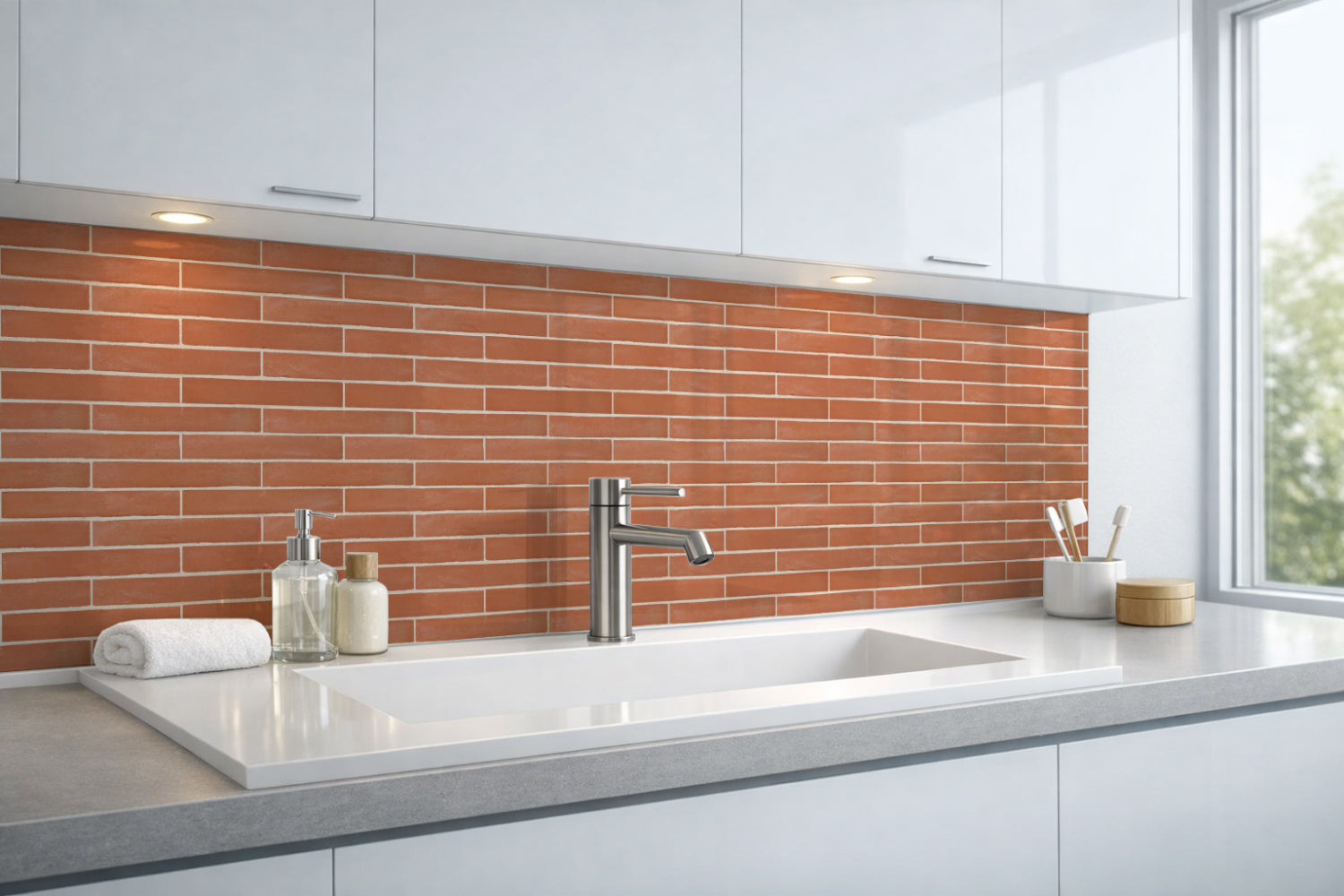 Waschbeckenrückwand Steinoptik