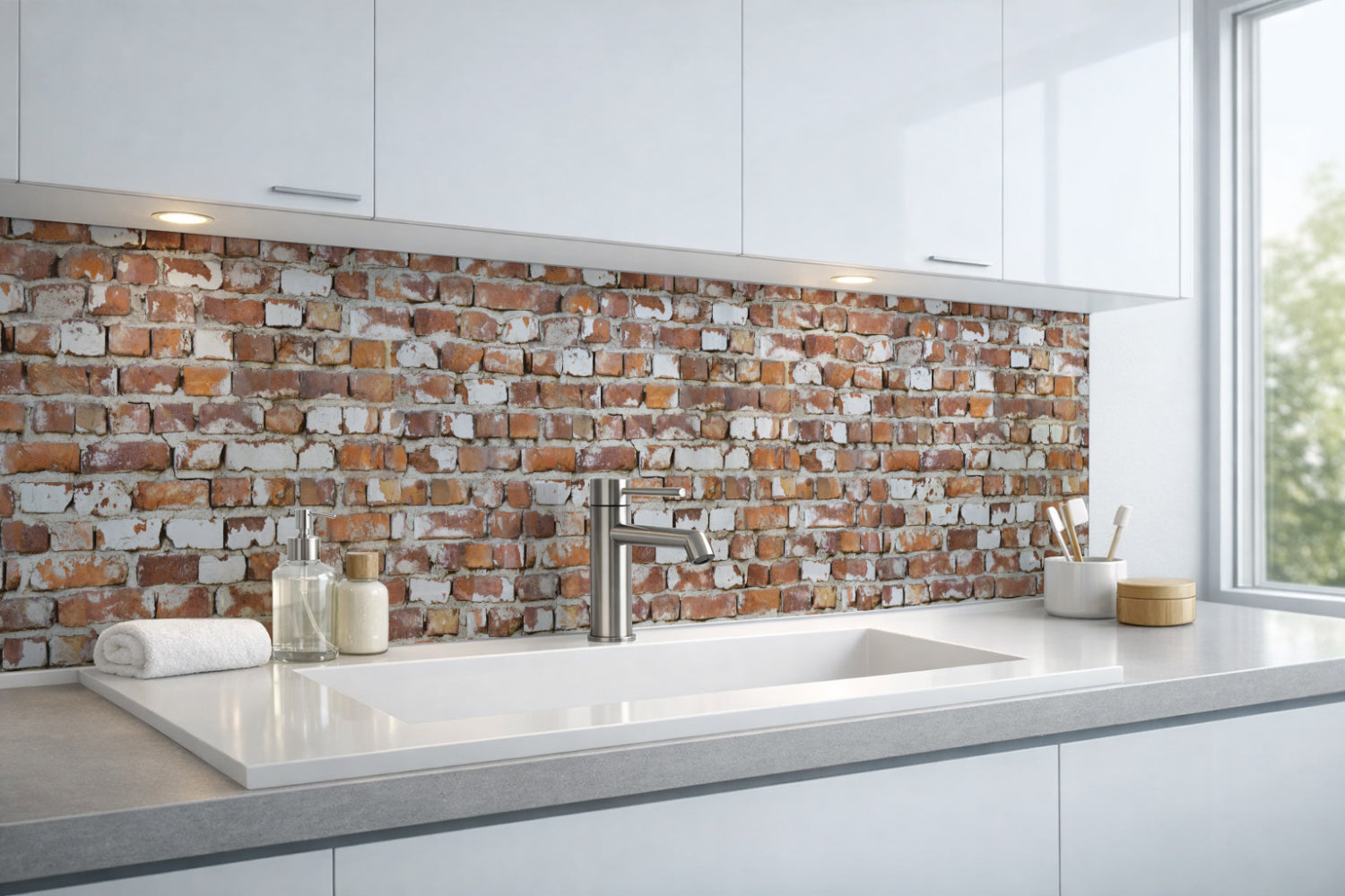 Waschbeckenrückwand Steinoptik