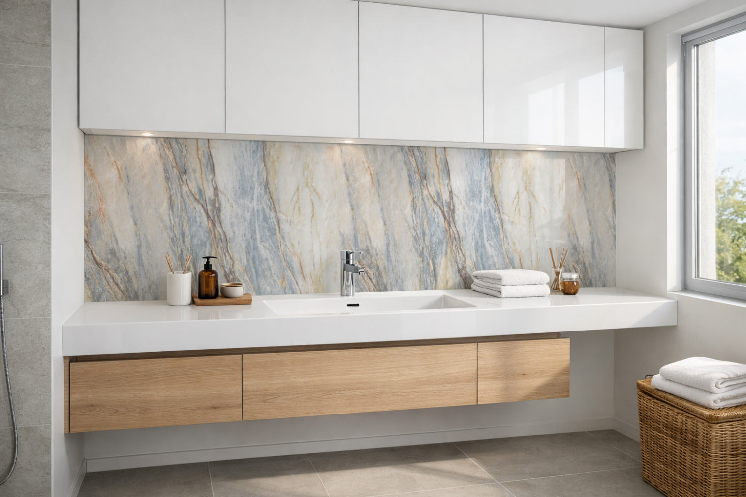 Waschbeckenrückwand Marmoroptik