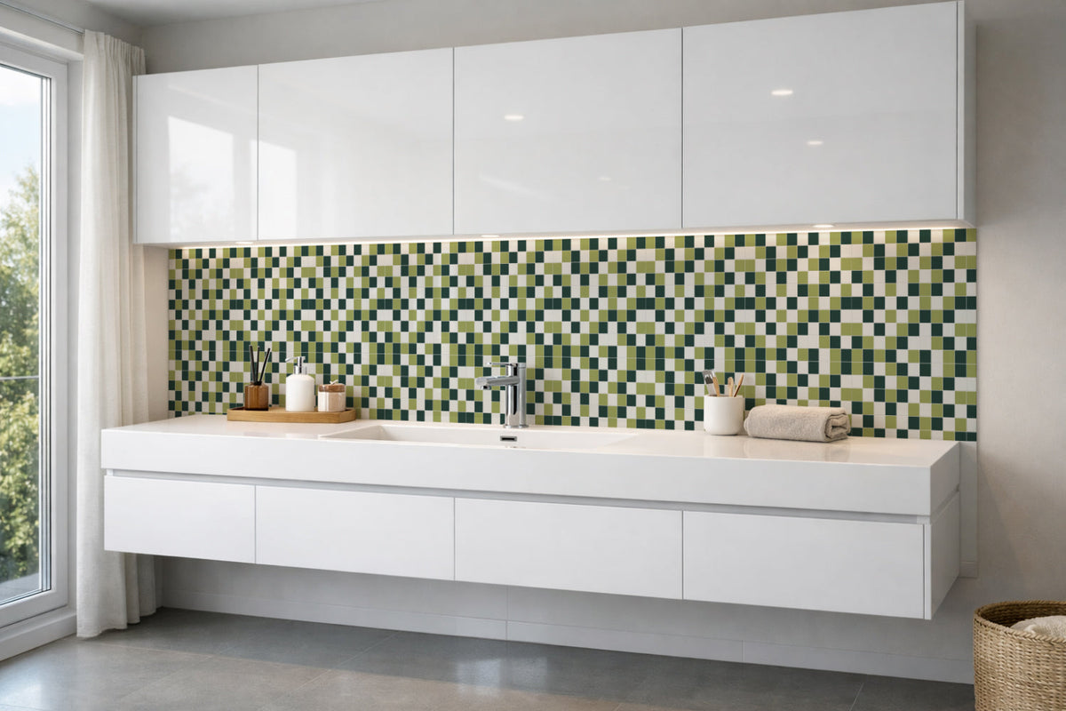 Waschbeckenrückwand Fliesenoptik