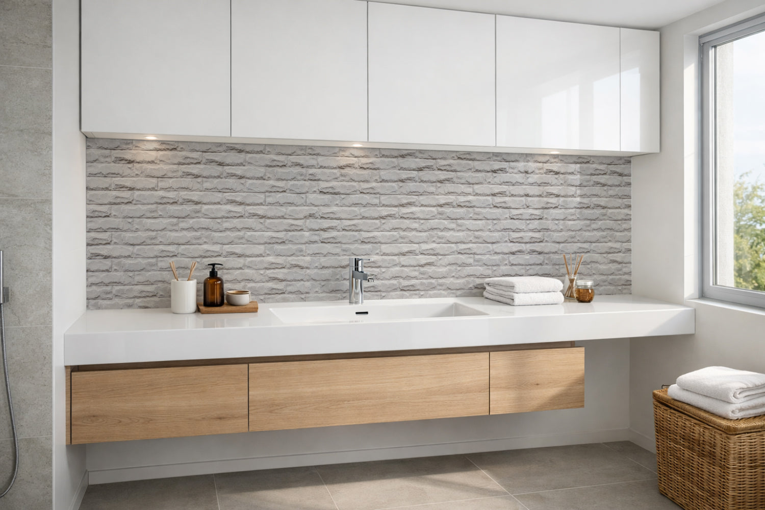 Waschbeckenrückwand Steinoptik