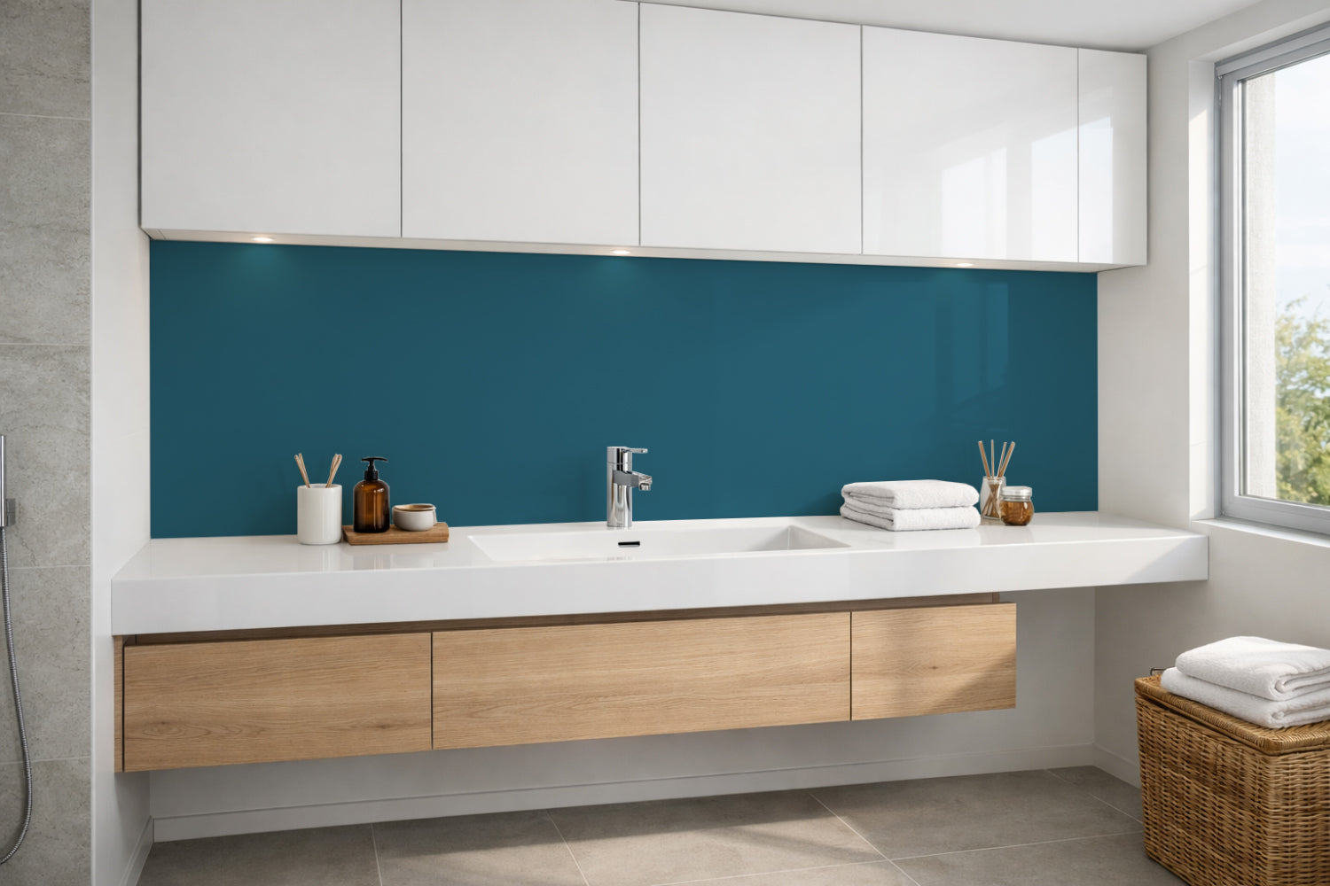 Waschbeckenrückwand Einfarbig RAL 5025 Perlenzianblau
