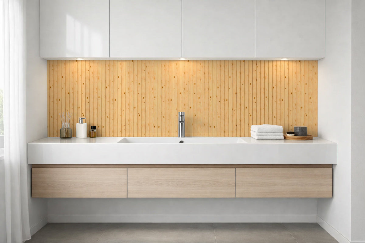 Waschbeckenrückwand Holzoptik