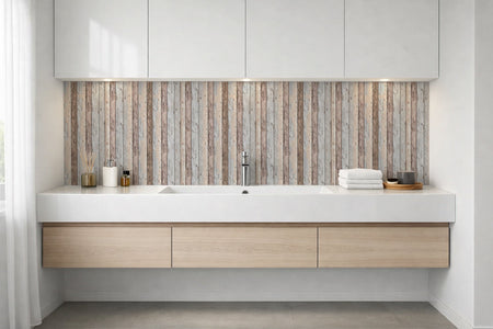 Waschbeckenrückwand Holzoptik